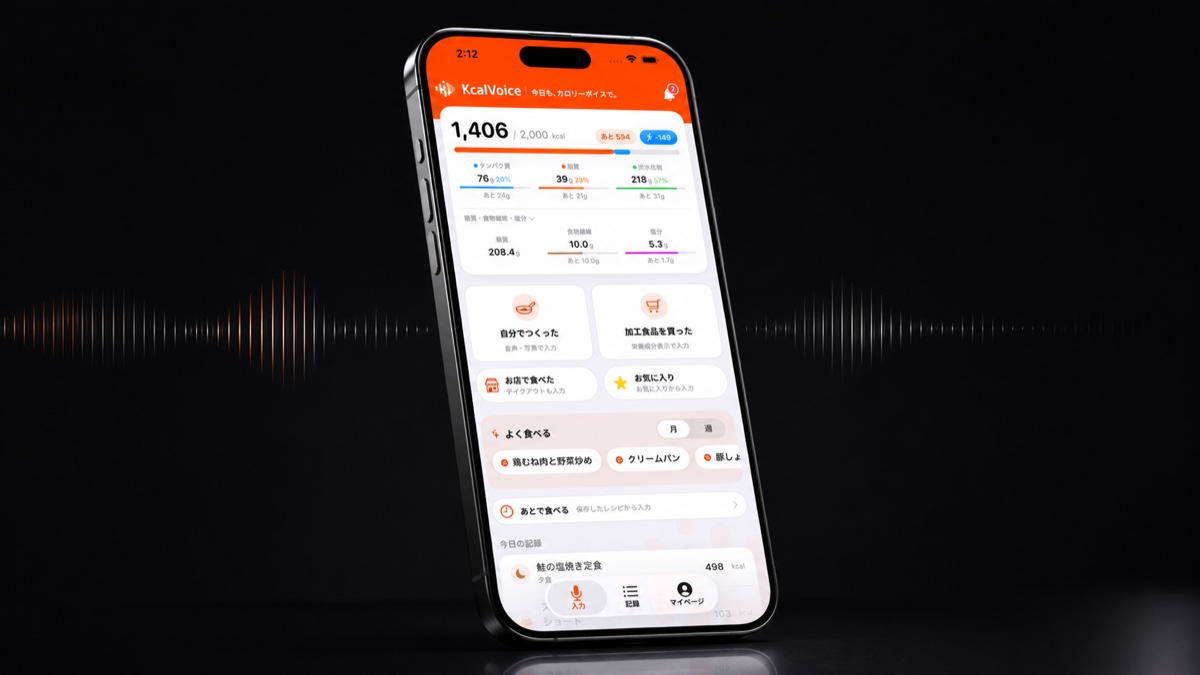 KcalVoice アプリ画面(iPhone)